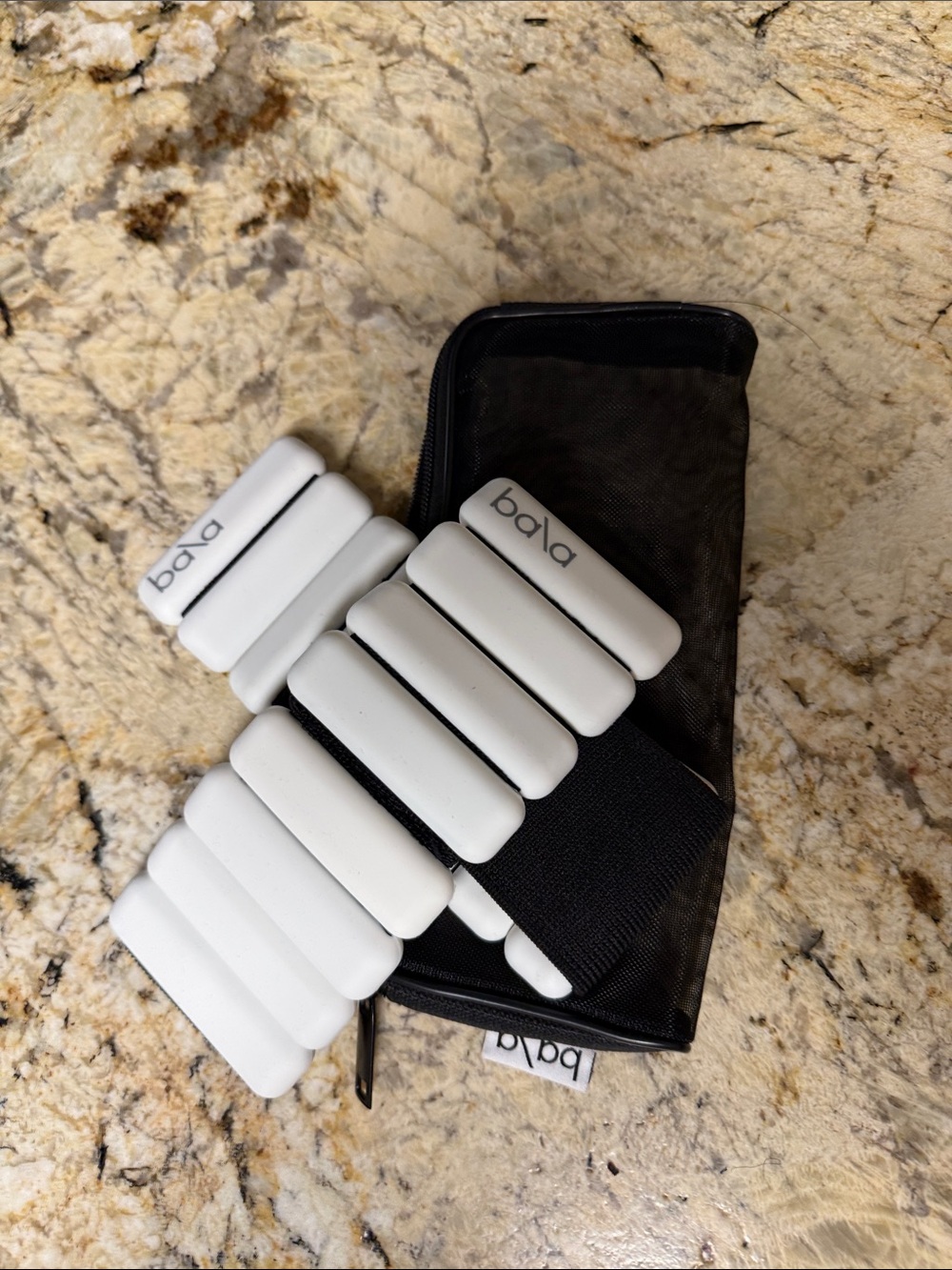 Bala White Stackable Ankle & Wrist Weights with Carry Case- 1lbs each x 2
